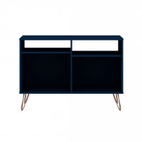 Manhattan Comfort 138GMC4 Rockefeller 39.37 TV Stand with 4 Shelves and Metal Legs in Tatiana Midnight Blue